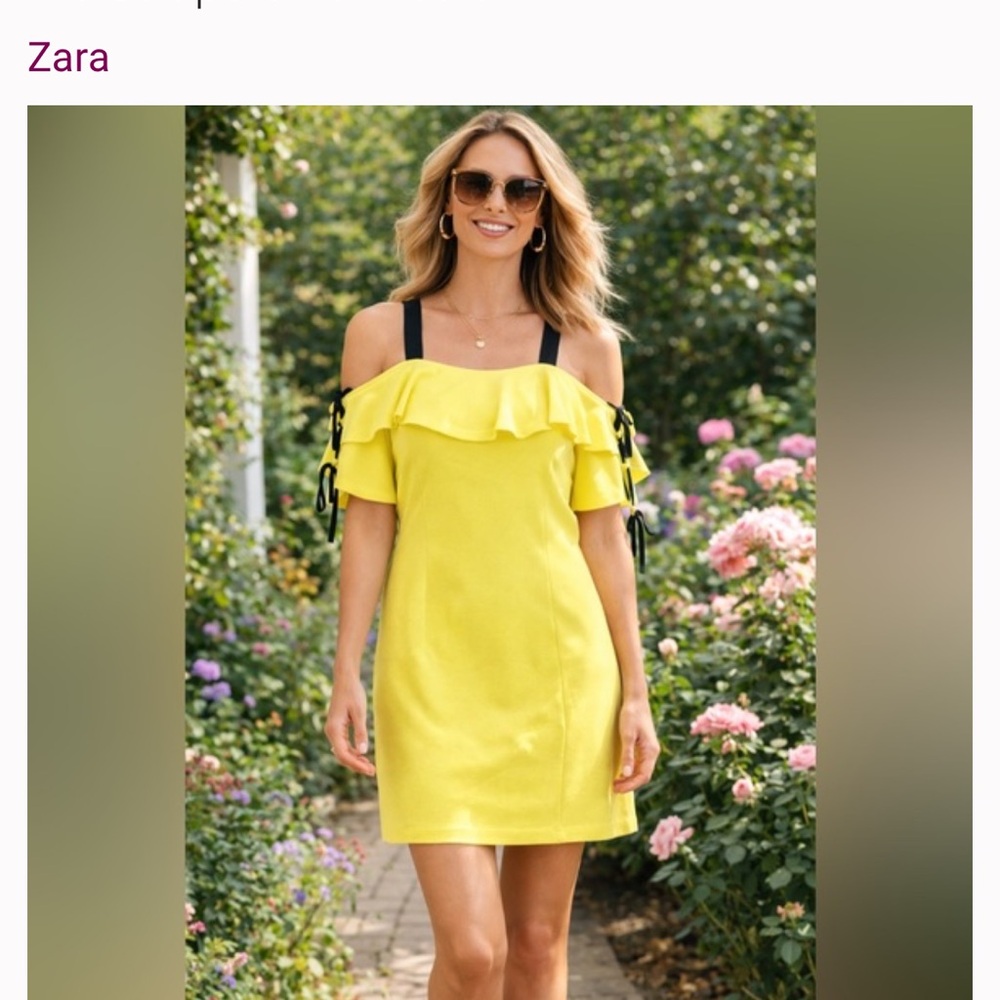 Zara Yellow Off-Shoulder dress